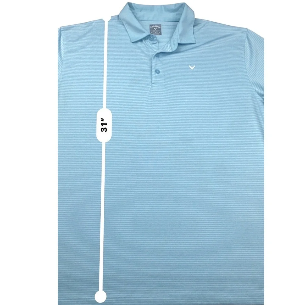 Callaway Opti-Dri Mens XL Blue Striped Short Sleeve Golf Polo Shirt 0375